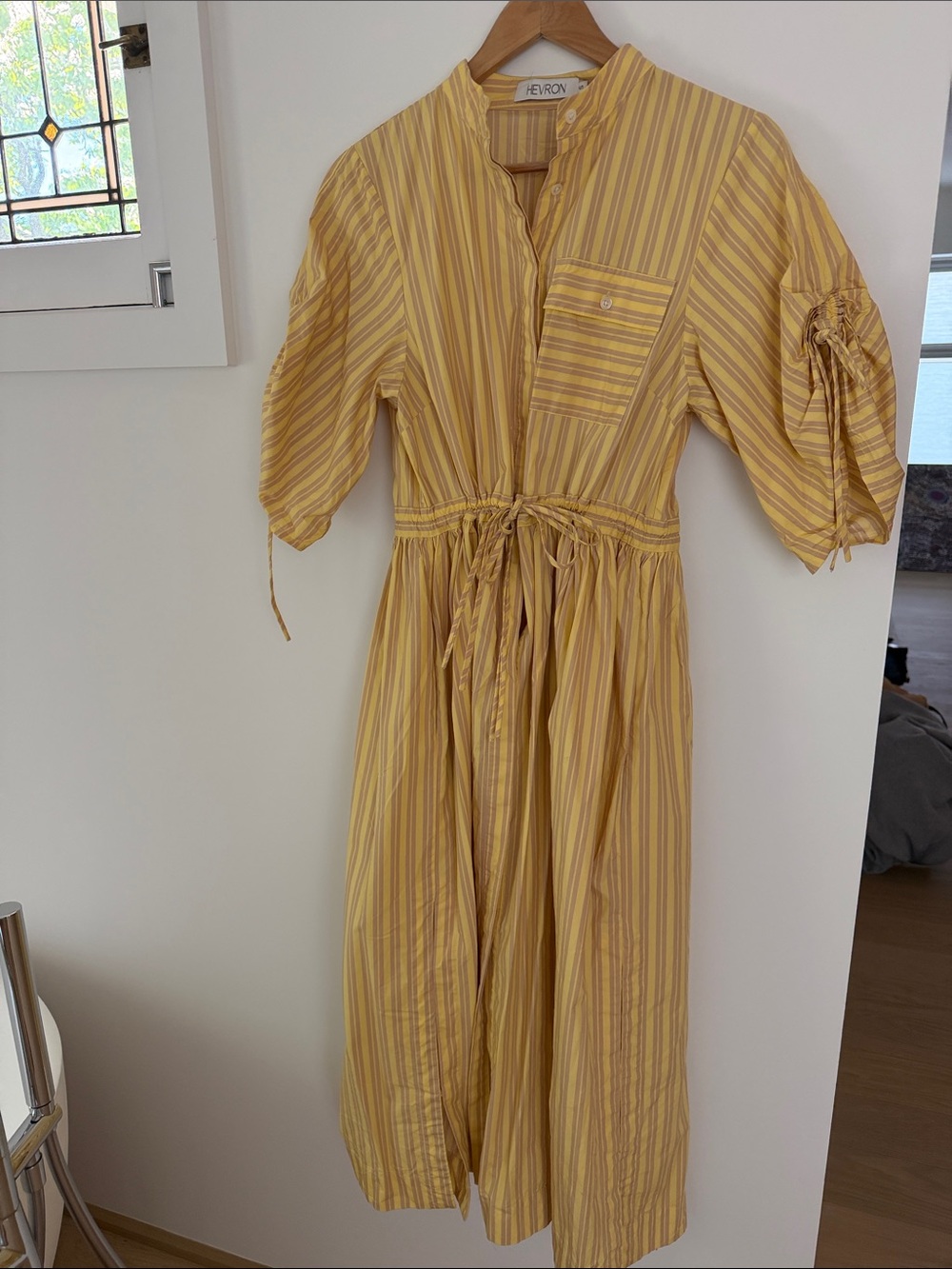 HEVRON Yellow Stripe Midi Dress